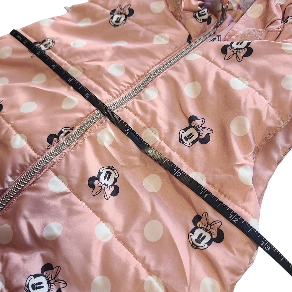 Disney Minnie Mouse Pink Polka Dot Puffer Vest H&M Toddler 2–3T Hooded - Picture 11 of 13